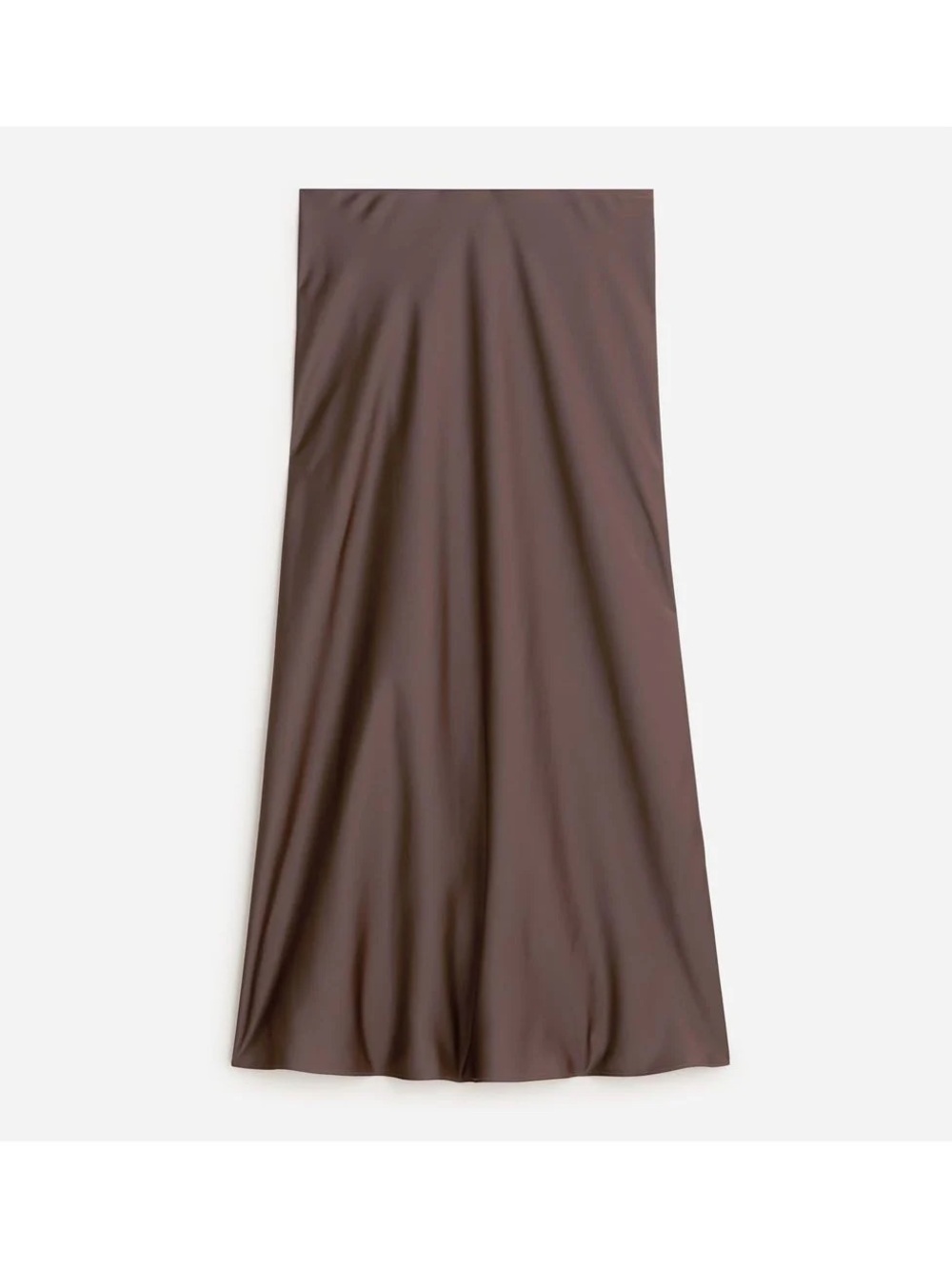 J.Crew Brown Gwyneth Satin Slip Midi Skirt